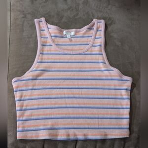 Abound Pink and Blue Fitted Crop Tank Top